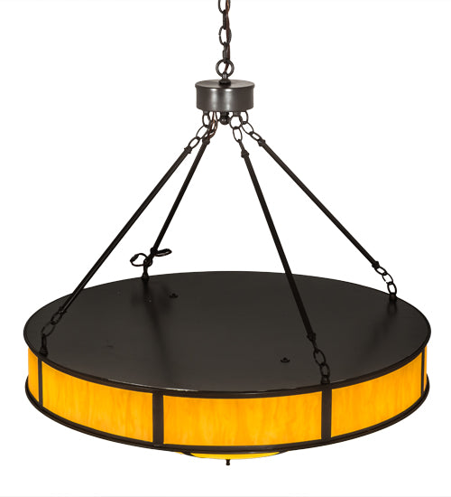 Meyda Lighting Arco 36" 8-Light LED Timeless Bronze Pendant Light With Beige Tawnyrock Idalight Shade Glass
