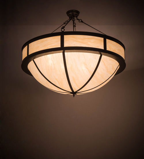 Meyda Lighting Arco 48" 8-Light Timeless Bronze Semi-flush Mount Light With Beige Sahara Taupe Idalight Shade Glass