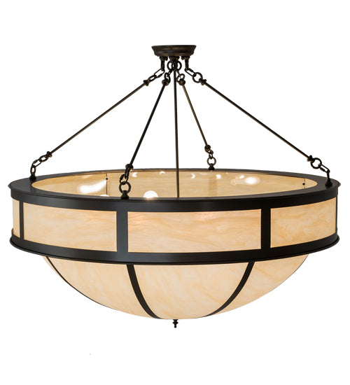 Meyda Lighting Arco 48" 8-Light Timeless Bronze Semi-flush Mount Light With Beige Sahara Taupe Idalight Shade Glass