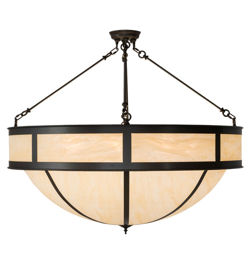 Meyda Lighting Arco 48" 8-Light Timeless Bronze Semi-flush Mount Light With Beige Sahara Taupe Idalight Shade Glass
