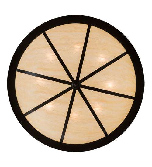 Meyda Lighting Arco 48" 8-Light Timeless Bronze Semi-flush Mount Light With Beige Sahara Taupe Idalight Shade Glass