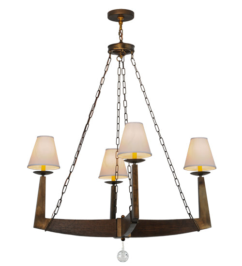 Meyda Lighting Arendal 42" 4-Light Antique Copper Chandelier With White Textrene Shade