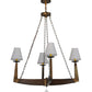 Meyda Lighting Arendal 42" 4-Light Antique Copper Chandelier With White Textrene Shade