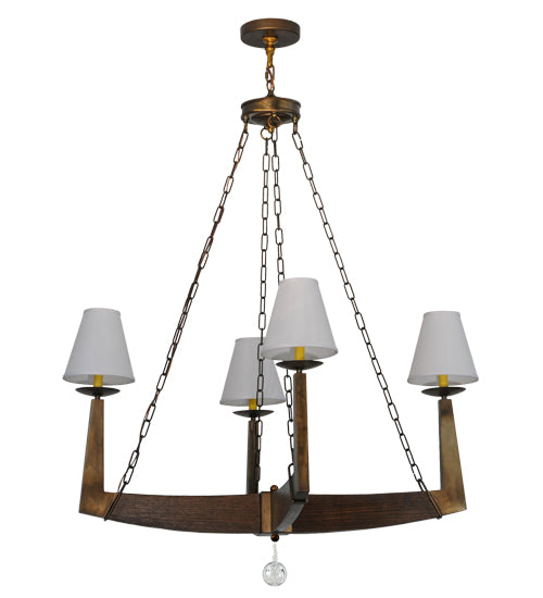 Meyda Lighting Arendal 42" 4-Light Antique Copper Chandelier With White Textrene Shade
