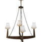 Meyda Lighting Arendal 42" 4-Light Antique Copper Chandelier With White Textrene Shade