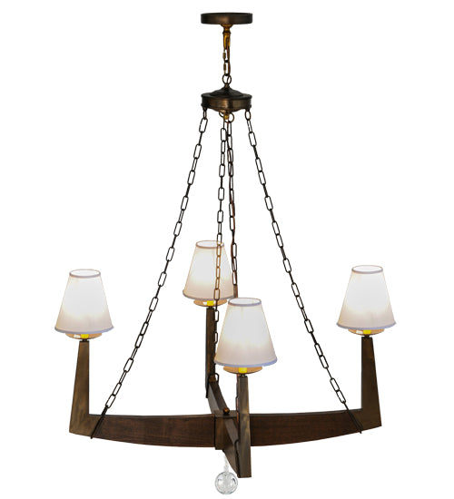 Meyda Lighting Arendal 42" 4-Light Antique Copper Chandelier With White Textrene Shade