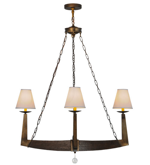 Meyda Lighting Arendal 42" 4-Light Antique Copper Chandelier With White Textrene Shade
