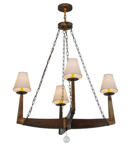 Meyda Lighting Arendal 42" 4-Light Antique Copper Chandelier With White Textrene Shade