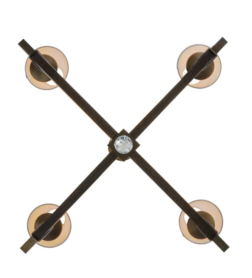 Meyda Lighting Arendal 42" 4-Light Antique Copper Chandelier With White Textrene Shade