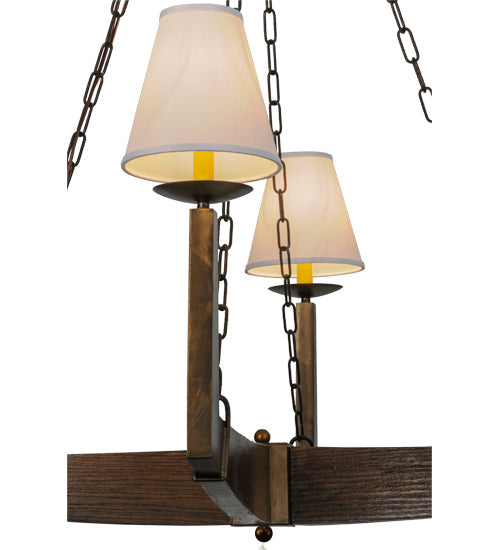 Meyda Lighting Arendal 42" 4-Light Antique Copper Chandelier With White Textrene Shade