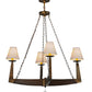 Meyda Lighting Arendal 42" 4-Light Antique Copper Chandelier With White Textrene Shade