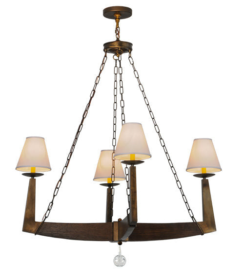 Meyda Lighting Arendal 42" 4-Light Antique Copper Chandelier With White Textrene Shade