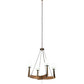 Meyda Lighting Arendal 42" 4-Light Antique Copper & Natural Wood Chandelier With White Textrene Shade