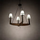 Meyda Lighting Arendal 42" 4-Light Antique Copper & Natural Wood Chandelier With White Textrene Shade