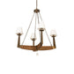 Meyda Lighting Arendal 42" 4-Light Antique Copper & Natural Wood Chandelier With White Textrene Shade