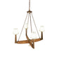 Meyda Lighting Arendal 42" 4-Light Antique Copper & Natural Wood Chandelier With White Textrene Shade
