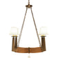 Meyda Lighting Arendal 42" 4-Light Antique Copper & Natural Wood Chandelier With White Textrene Shade