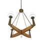 Meyda Lighting Arendal 42" 4-Light Antique Copper & Natural Wood Chandelier With White Textrene Shade