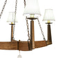 Meyda Lighting Arendal 42" 4-Light Antique Copper & Natural Wood Chandelier With White Textrene Shade