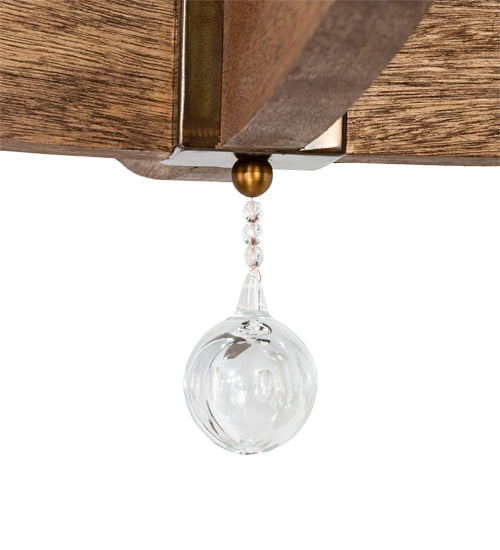 Meyda Lighting Arendal 42" 4-Light Antique Copper & Natural Wood Chandelier With White Textrene Shade