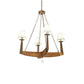 Meyda Lighting Arendal 42" 4-Light Antique Copper & Natural Wood Chandelier With White Textrene Shade