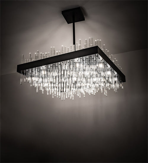 Meyda Lighting Arendelle 48"Sq 33-Light Solar Black Chandelier With Clear Shade Glass