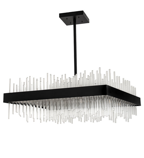 Meyda Lighting Arendelle 48"Sq 33-Light Solar Black Chandelier With Clear Shade Glass