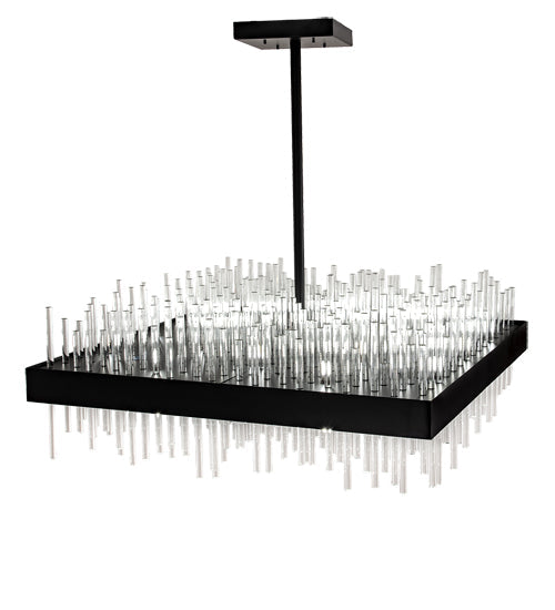 Meyda Lighting Arendelle 48"Sq 33-Light Solar Black Chandelier With Clear Shade Glass