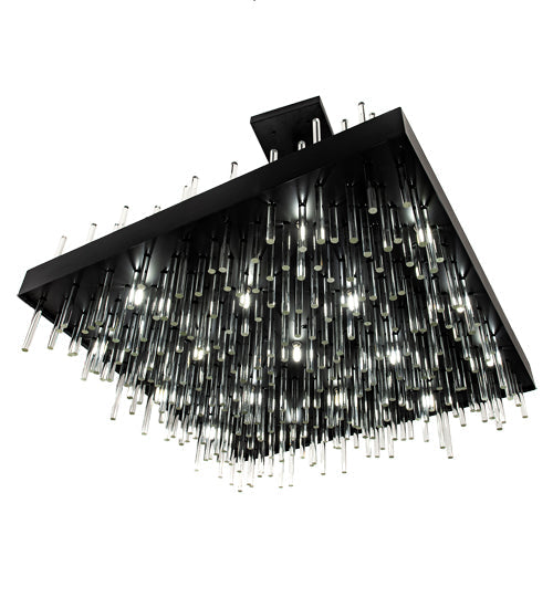 Meyda Lighting Arendelle 48"Sq 33-Light Solar Black Chandelier With Clear Shade Glass