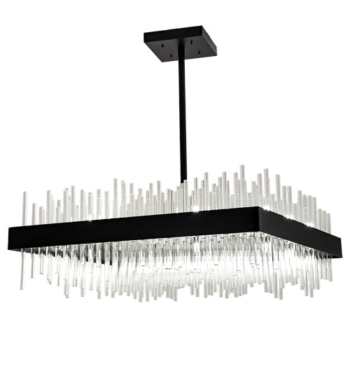 Meyda Lighting Arendelle 48"Sq 33-Light Solar Black Chandelier With Clear Shade Glass