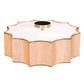 Meyda Lighting Arevik 22" 3-Light Antique Brass Flush Mount Light With Satin Cream Textrene & White Statuario Idalight Shade