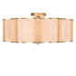 Meyda Lighting Arevik 22" 3-Light Antique Brass Flush Mount Light With Satin Cream Textrene & White Statuario Idalight Shade
