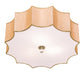 Meyda Lighting Arevik 22" 3-Light Antique Brass Flush Mount Light With Satin Cream Textrene & White Statuario Idalight Shade