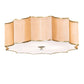 Meyda Lighting Arevik 22" 3-Light Antique Brass Flush Mount Light With Satin Cream Textrene & White Statuario Idalight Shade