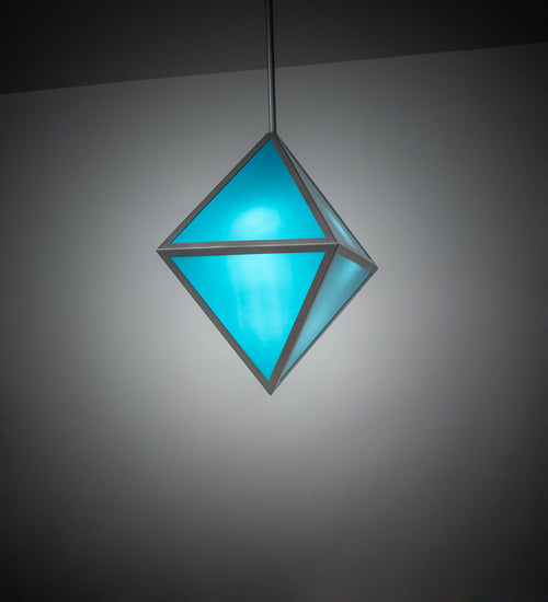 Meyda Lighting Argyle 26" 5-Light Nickel Powder Coat Pendant Light With Teal Blue Shade Glass