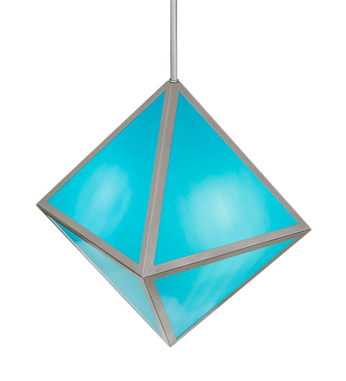 Meyda Lighting Argyle 26" 5-Light Nickel Powder Coat Pendant Light With Teal Blue Shade Glass