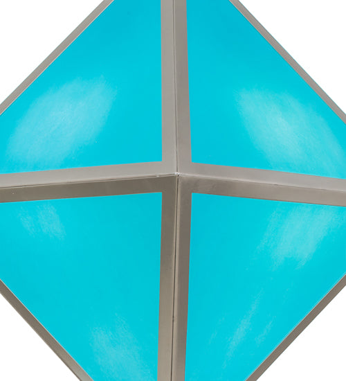 Meyda Lighting Argyle 26" 5-Light Nickel Powder Coat Pendant Light With Teal Blue Shade Glass