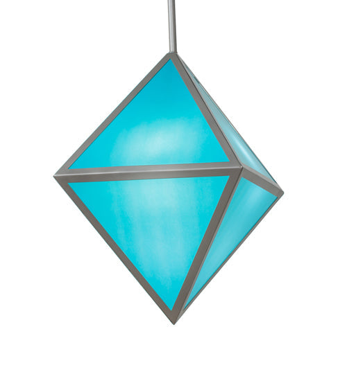 Meyda Lighting Argyle 26" 5-Light Nickel Powder Coat Pendant Light With Teal Blue Shade Glass