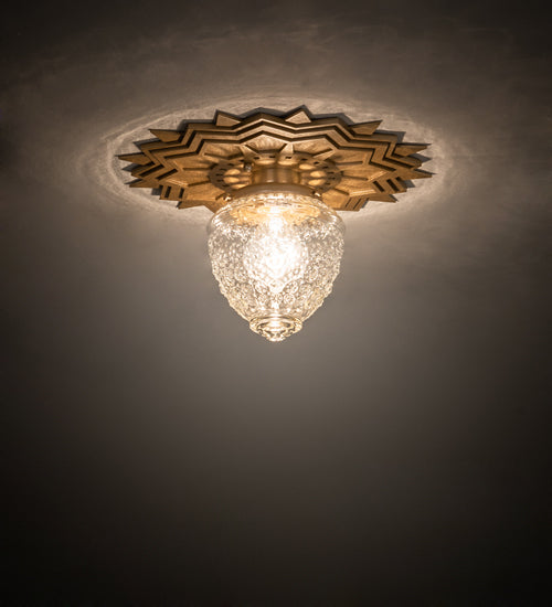 Meyda Lighting Arinna 12" Champagne Metallic Flush Mount Light With Clear Shade Glass