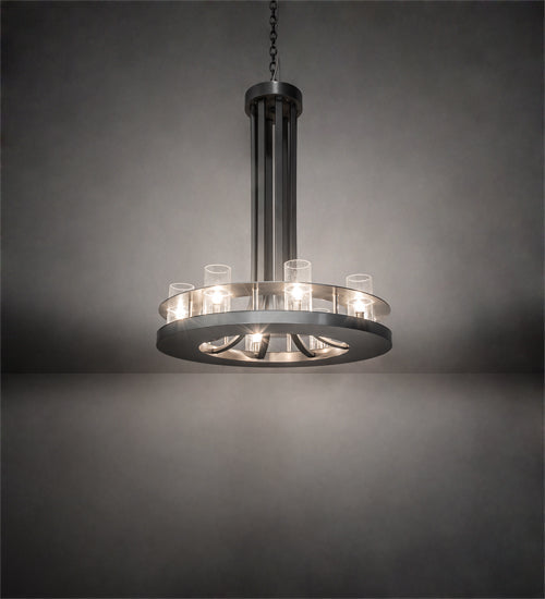 Meyda Lighting Arion 28" 8-Light Nickel Chandelier With Clear Seeded Shade Glass