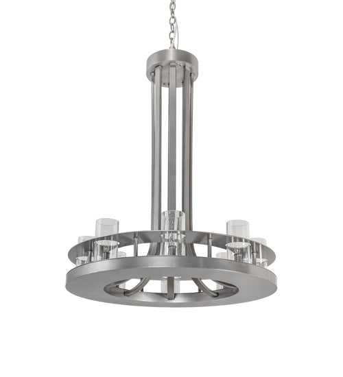 Meyda Lighting Arion 28" 8-Light Nickel Chandelier With Clear Seeded Shade Glass