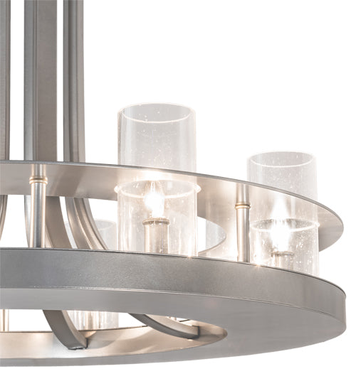 Meyda Lighting Arion 28" 8-Light Nickel Chandelier With Clear Seeded Shade Glass
