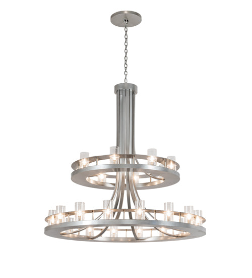 Meyda Lighting Arion 52" 24-Light Nickel Chandelier With Clear Seeded Shade Glass