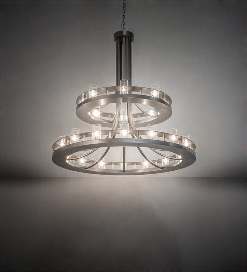 Meyda Lighting Arion 52" 24-Light Nickel Chandelier With Clear Seeded Shade Glass