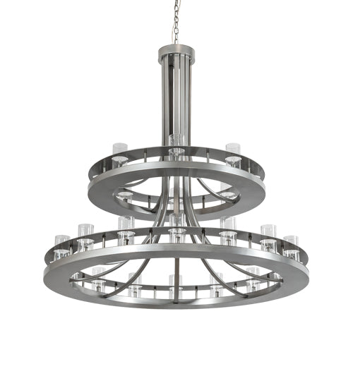 Meyda Lighting Arion 52" 24-Light Nickel Chandelier With Clear Seeded Shade Glass