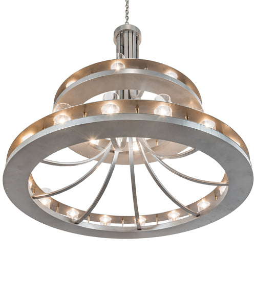 Meyda Lighting Arion 52" 24-Light Nickel Chandelier With Clear Seeded Shade Glass
