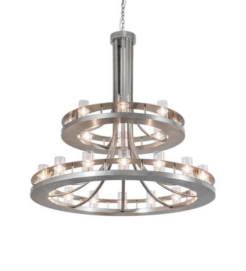 Meyda Lighting Arion 52" 24-Light Nickel Chandelier With Clear Seeded Shade Glass