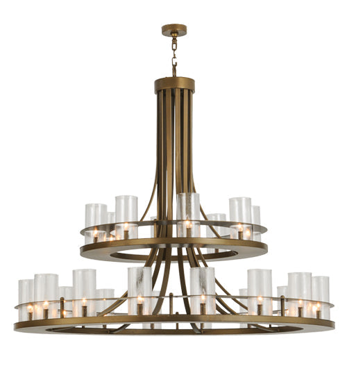 Meyda Lighting Arion 60" 24-Light 2-Tier Hubbardton Bronze Pendant Light With Clear Shade Glass