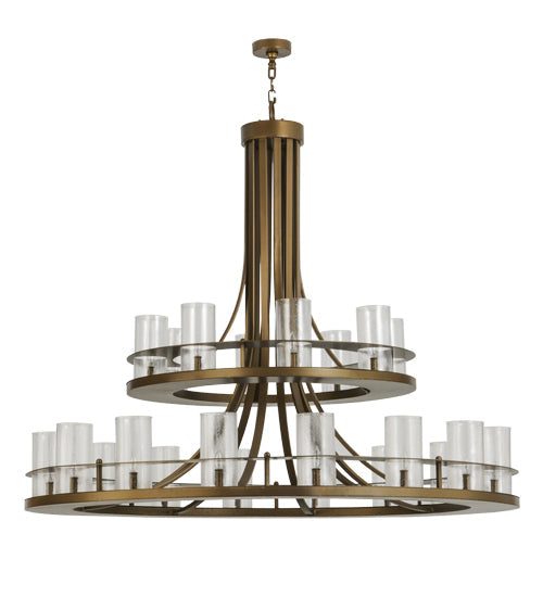 Meyda Lighting Arion 60" 24-Light 2-Tier Hubbardton Bronze Pendant Light With Clear Shade Glass