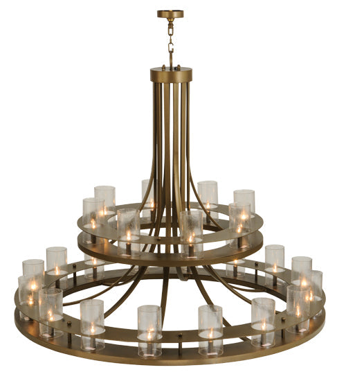 Meyda Lighting Arion 60" 24-Light 2-Tier Hubbardton Bronze Pendant Light With Clear Shade Glass